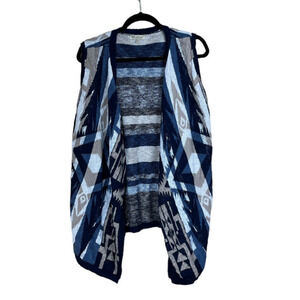 Democracy Aztec Print Long Sweater Vest/Kimono, XL